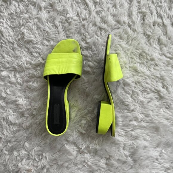 Alexander Wang Lou Neon Yellow Leather Slide Sandals size US 8/EU 38 - Picture 2 of 9